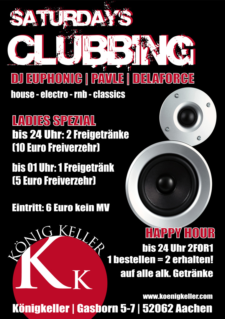 Plakatgestaltung für den Club KönigKeller, Aachen