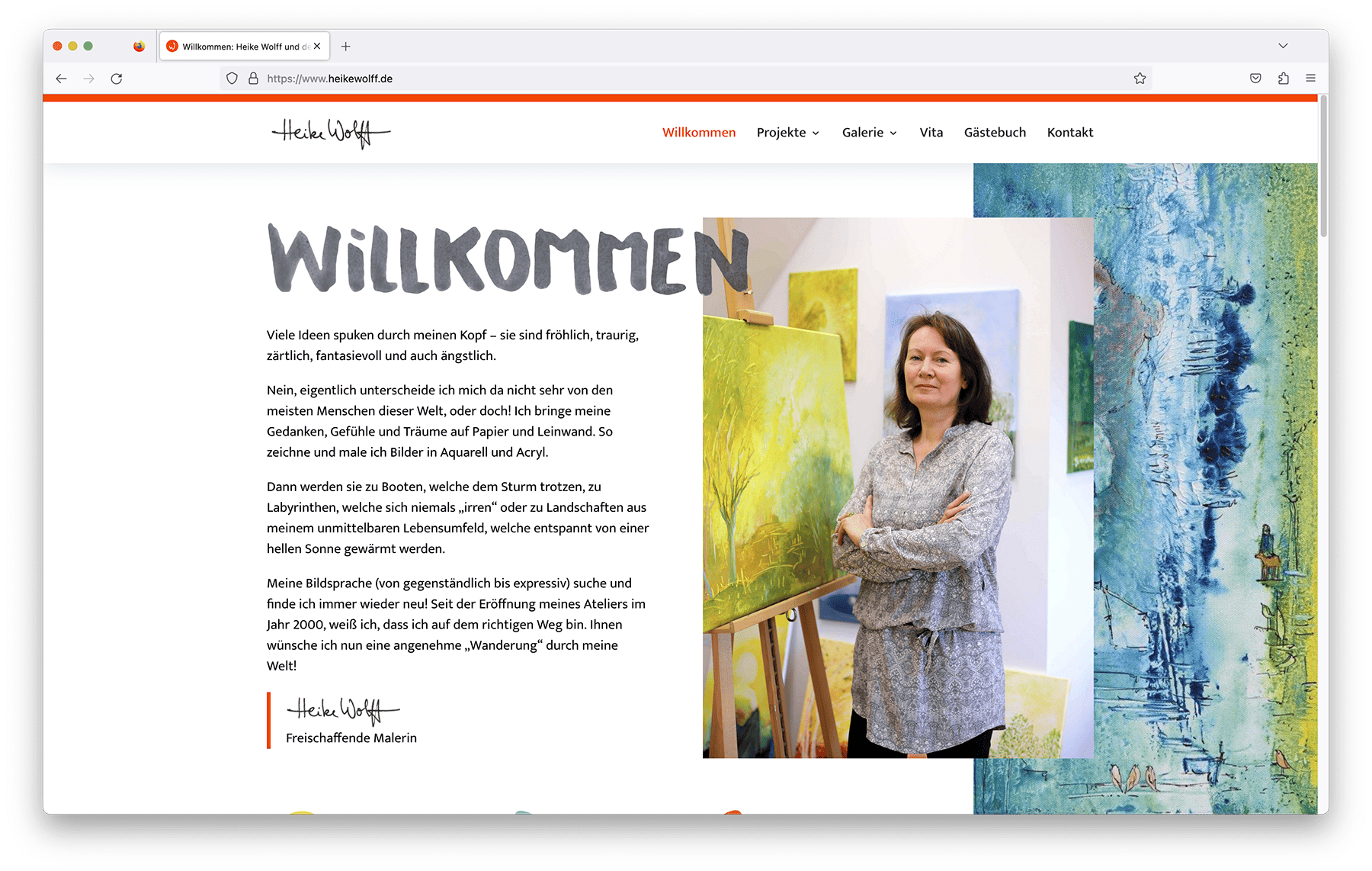 Umfangreiche Webseiten, Webdesign, Beispiel Heike Wolff - Elementardesign